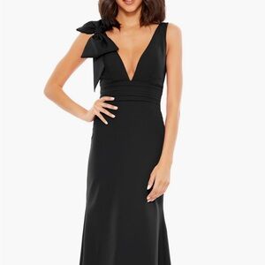 Mac Dugal Bow Shoulder V Neck Gown
